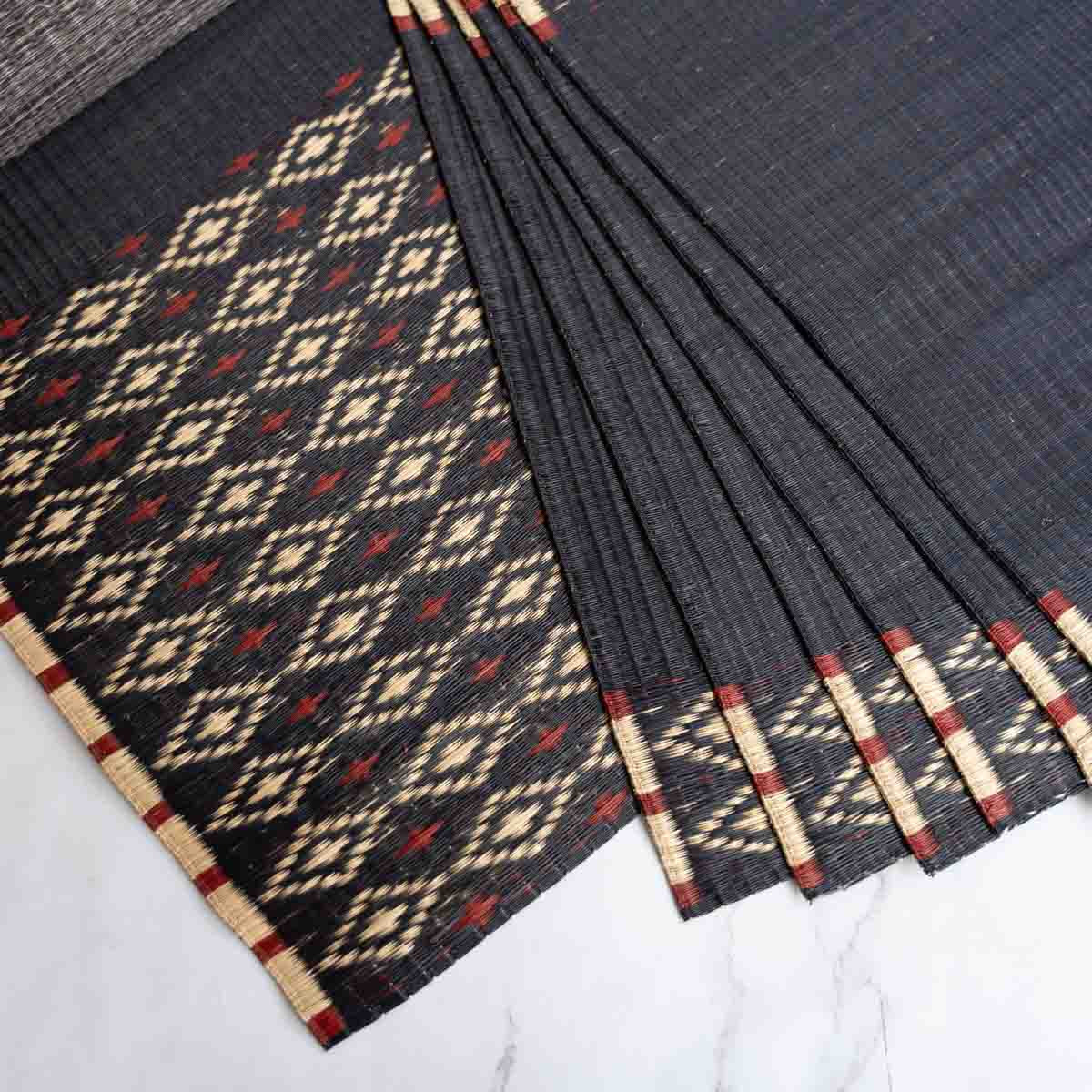 Handwoven Madur Runner and Mats Set (Black)