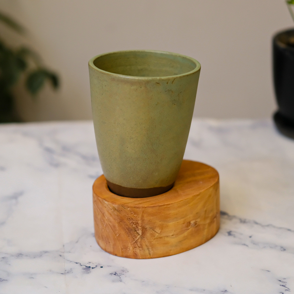 Moss Green Conical Coffee Mug with Base